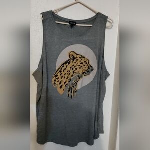 Torrid 4X Gray Tank Top with Leopard Print